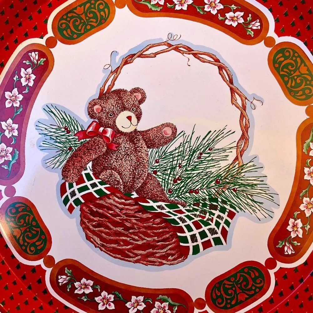 Vintage Tin Tray Hong Kong TEDDY BEAR